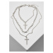 Necklace with layering and cross - silver colors