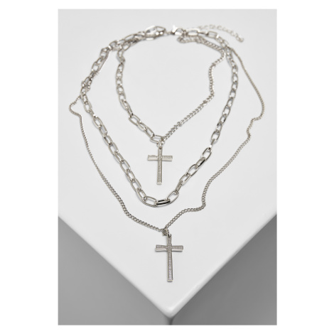 Necklace with layering and cross - silver colors