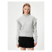 Koton Knitwear Sweater with Textured Ruffle Detail Standing Collar