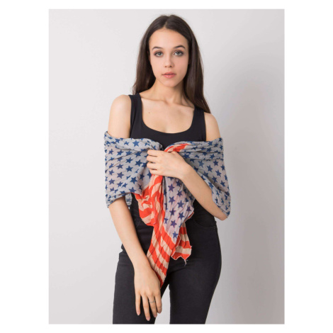 Blue and red patterned scarf