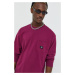 Bavlnené tričko s dlhým rukávom Vans fialová farba, jednofarebné