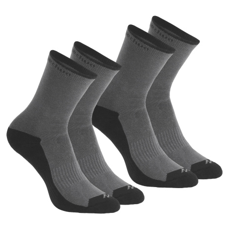 Turistické vysoké ponožky nh100 2 páry sivé
