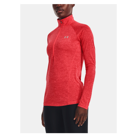 Červené športové tričko Under Armour Tech 1/2 Zip - Twist