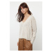 Trendyol Beige Soft Textured Openwork/Hole Knitwear Sweater