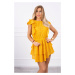 Embroidered dress with ruffles, mustard