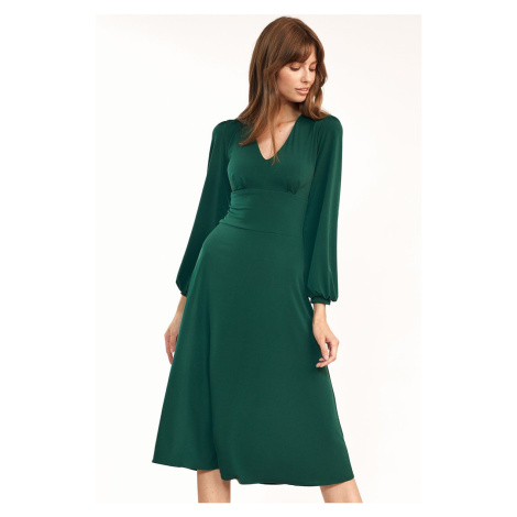 Zelené áčkové šaty s výstrihom S194 Nife