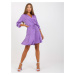 Purple ruffle minidress made of artificial satin