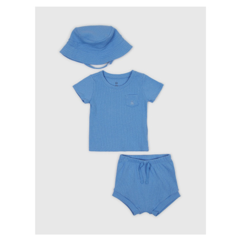 Sada chlapčenského trička, šortiek a klobúka v modrej farbe GAP