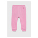 Detské bavlnené nohavičky United Colors of Benetton ružová farba, jednofarebné