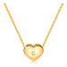 Briliantový náhrdelník zo žltého 14K zlata - srdiečko s čírym diamantom, retiazka