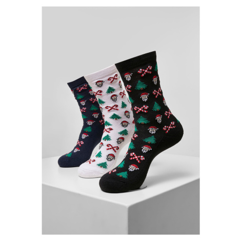 Grumpy Santa Christmas Socks - 3-Pack Black/Navy/White