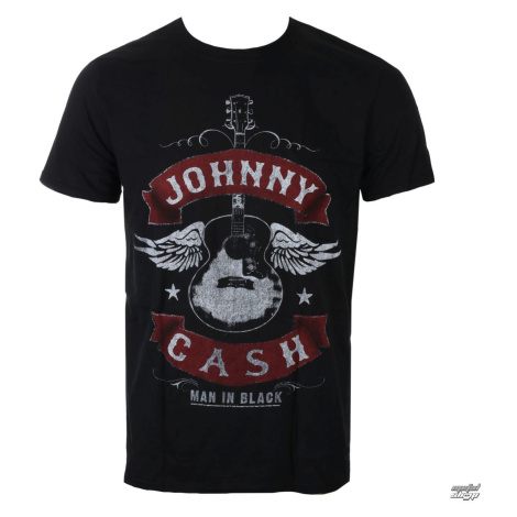 Tričko metal ROCK OFF Johnny Cash Winged Guitar Čierna