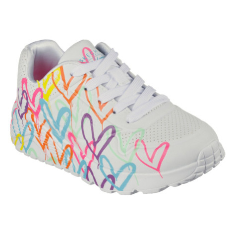 Dievčenská rekreačná obuv SKECHERS Uno Lite Spread The Love white