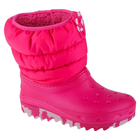 TMAVORUŽOVÉ SNEHULE CROCS CLASSIC NEO PUFF BOOT KIDS 207684-6X0