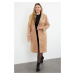 Trendyol Curve Beige Regular Fit Thick Cashmere Coat