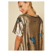 Simpo bronzovo-petrolejové flitrované šaty Flash