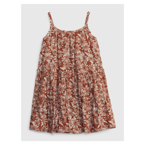 Hnedé dievčenské kvetované šaty na ramienka GAP