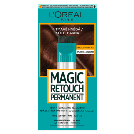 Permanentná farba na odrasty a šediny Loréal Magic Retouch Permanent - odtieň 4, tmavo hnedá - L