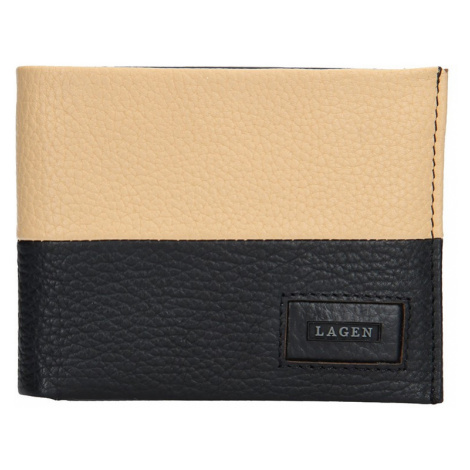 Pánska kožená slim peňaženka Lagen Danny - čierno-béžová