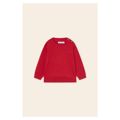 Detský bavlnený sveter Mayoral červená farba, tenký