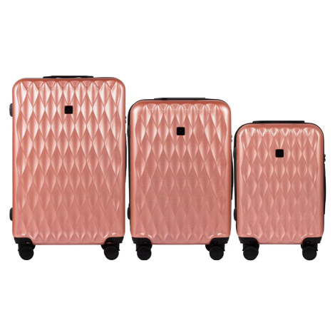 Ružová sada cestovných kufrov GOLDEN EAGLE PC190, Set of 3 suitcases (L,M,S)