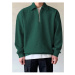 43297 Dewberry Oversize Half Zipper Mens Sweatshirt-NEFTİ