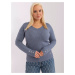 Teal plus size sweater with a neckline