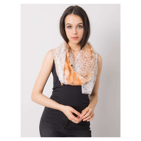 Brown and orange scarf with print