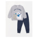 LC Waikiki Crew Neck Long Printed Baby Boy Sweatshirt and Trousers 2-Set