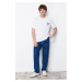 Trendyol White Relaxed/Casual Cut Crew Neck Printed 100% Cotton T-Shirt