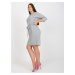Grey pencil dress of larger size with 3/4 sleeves