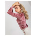 Dusty pink short velour blouse with a round neckline
