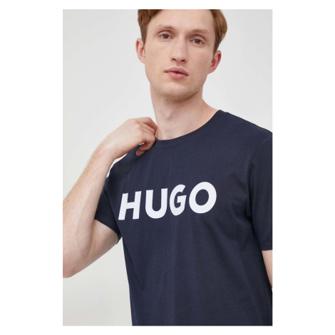 Bavlnené tričko HUGO pánske, tmavomodrá farba, s potlačou, 50467556 Hugo Boss