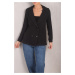 armonika Women's Black Stripe Patterned Four Button Cachet Jacket