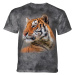 Pánske batikované tričko The Mountain - A TURN OF tHE HEAD - tiger - šedé