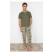 Trendyol Khaki Regular Fit Plaid Knitted Pajama Set