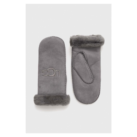 Semišové rukavice UGG 20932-BLK, dámske, šedá farba