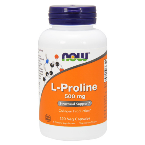 NOW® Foods NOW L-Prolin, 500 mg, 120 rastlinných kapsúl