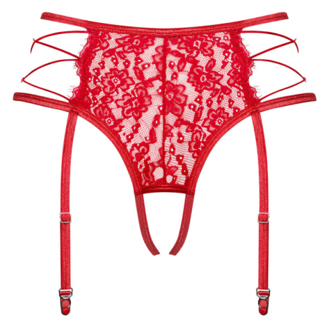 Červený podväzkový pás s crotchless tango nohavičkami Rediosa Obsessive