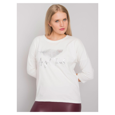 Cotton blouse Ecru plus sizes with print