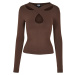 Ladies Crossed Cut Out Longsleeve Brown