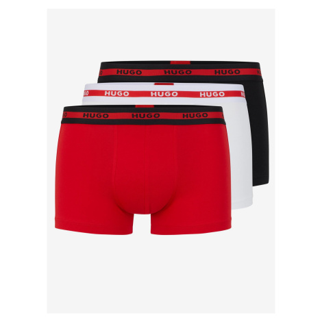 Sada tří pánských boxerek v černé, červené a bílé barvě HUGO Hugo Boss