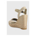 Sandále Tommy Hilfiger SEASONAL WEBBING WEDGE dámske, béžová farba, na platforme, FW0FW07088