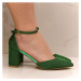 Dámske zelené trblietavé sandále JENNIE