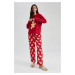 DEFACTO Fall In Love Christmas Themed Long Sleeve Fleece Pajama Set