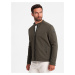 Ombre Men's BIKER jacket in structured fabric - dark olive green