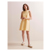 Jimmy Key Yellow Straight Cut Crew Neck Sleeveless Linen Dress