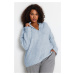 Trendyol Curve Baby Blue Ribbed Buttoned Knit Sweater