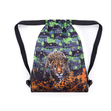 Bagmaster PRIM 24 B školský vak na prezúvky / vak na cvičky - leopardie zelený 1,5 l 230303