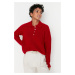 Trendyol červený široký fit sveter s mäkkou textúrou pletené výrobky